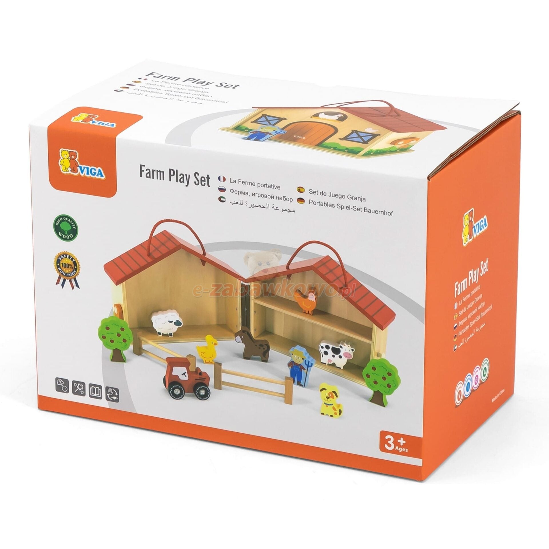 Wooden Farm Play Set | 2-Story Barn Animal Pretend Play Toy for Kids 3+