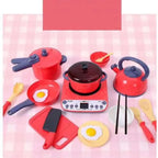 Kids Cooking Utensils Set | Wooden Kitchen Role Play Chef Toy for Children