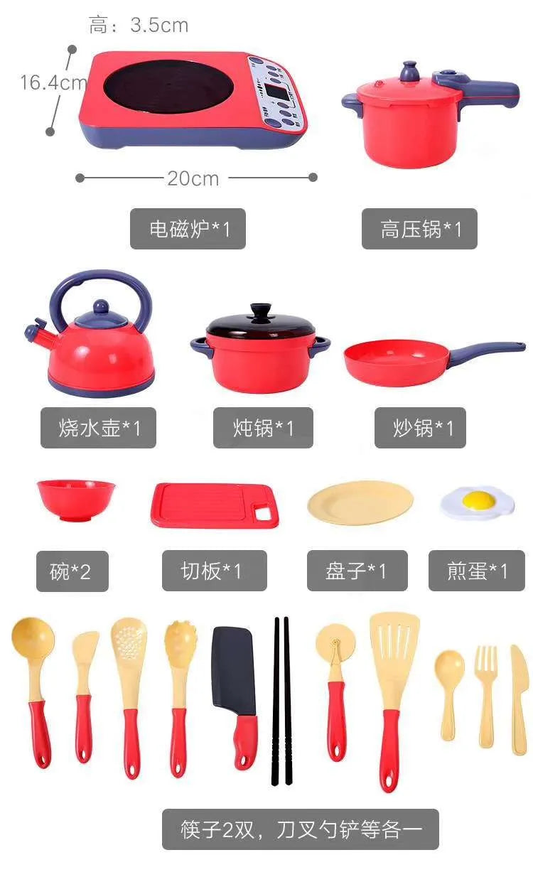 Kids Cooking Utensils Set | Wooden Kitchen Role Play Chef Toy for Children