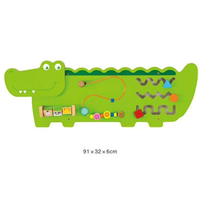 Alligator Activity Wall Toy | Kids Wooden Wall Panel Learning Toy 12M+