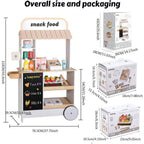 Wooden Snack Food Cart for Kids | Grocery Store Pretend Play Set with Accessories