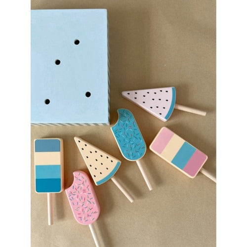 Wooden Popsicle Box Set | Kids Pretend Play Ice Cream Toy Storage Box