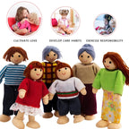 Doll Family Role Play Action Model | Wooden Pretend Play Toys for Kids