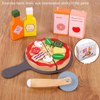 Danish Noble Wooden Pizza Toy Set | Kids Pretend Play Kitchen Food Cutting Set