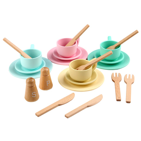 Wooden Afternoon Tea Set for Kids – Pretend Play Timber Toy