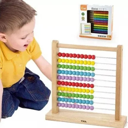 Wooden Abacus With Metal Bars | Counting Math Learning Toy for Kids