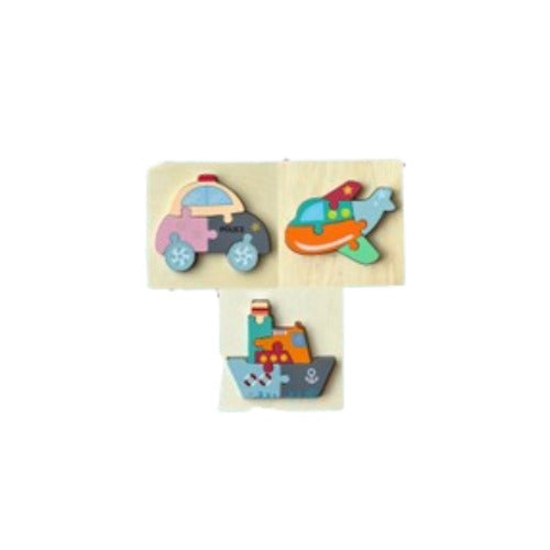 Wooden Puzzles Martin Set of 12 | Kids Educational Animal & Vehicle Puzzle Toy
