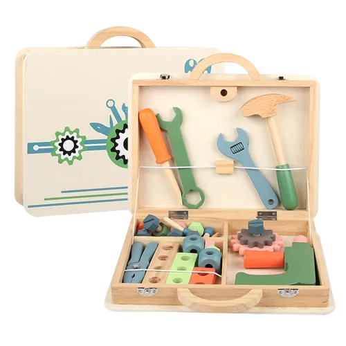 Portable Wooden Tool Box for Kids | DIY Build & Play Construction Toy Set