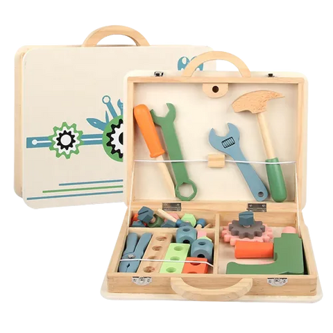 Portable Wooden Tool Box for Kids | DIY Build & Play Construction Toy Set