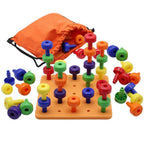 Peg Board Sensory Toys Kids | Color Sorting Montessori Stacking Toy