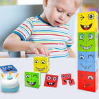 Expression Puzzle Building Blocks | Kids Wooden Emotional Learning & Logic Toy