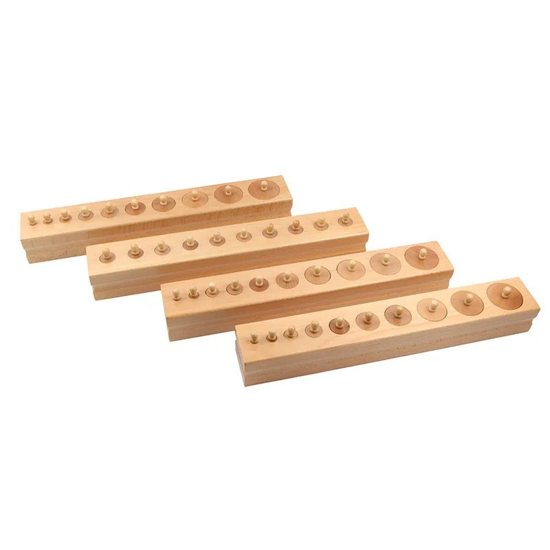 Wooden Cylindrical Blocks Set of 4 | Montessori Cylinder Learning Toy for Kids