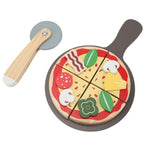 Danish Noble Wooden Pizza Toy Set | Kids Pretend Play Kitchen Food Cutting Set