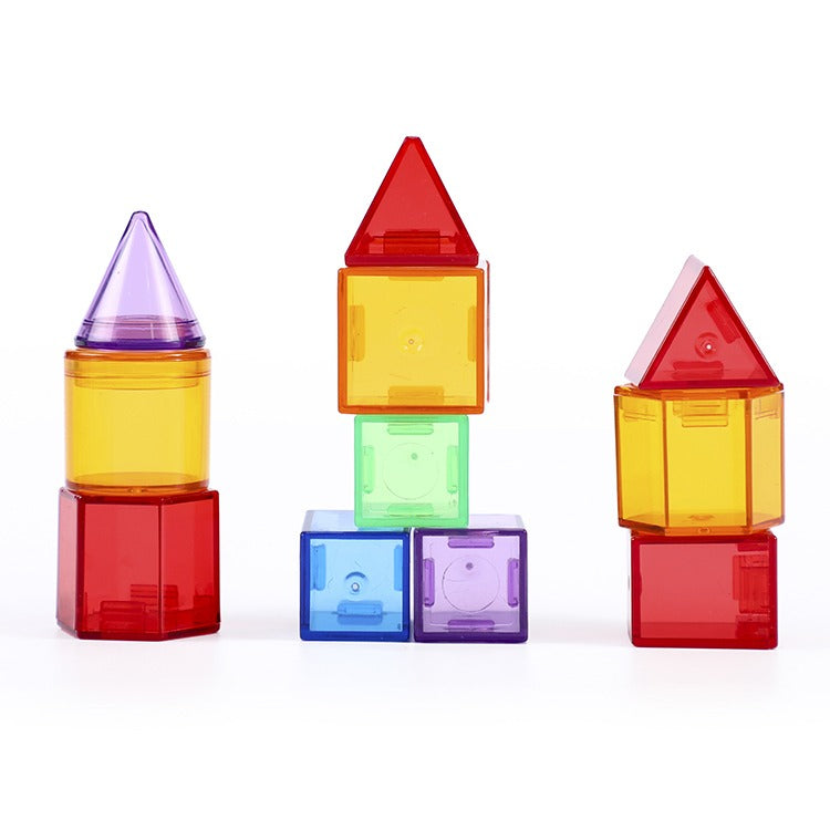 Solid Geometry Shapes 60 PCS | 3D Educational Building Cubes for Kids