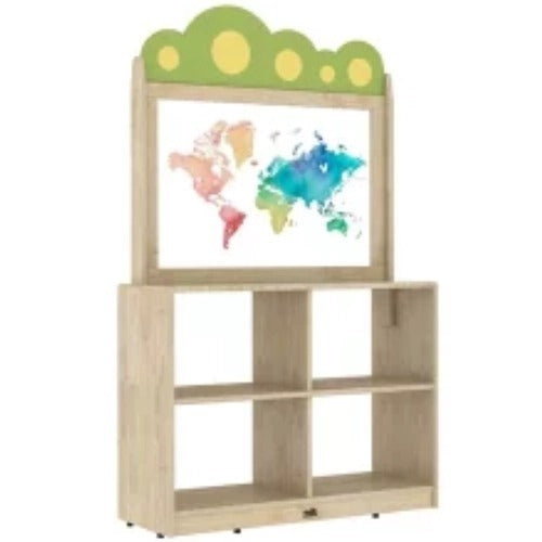 Haya Storage Shelf With Clear Drawing | Kids Wooden Bookcase Organizer