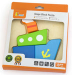 Wooden Shape Block Puzzle Ship | Kids 5-Piece Learning Puzzle Toy 18M+