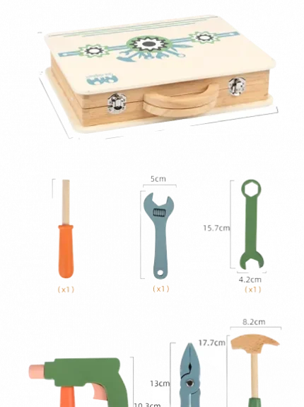 Portable Wooden Tool Box for Kids | DIY Build & Play Construction Toy Set