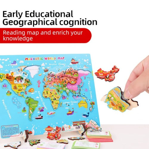 Magnetic Paradise World Map Puzzle | Kids Wooden Educational Jigsaw Toy