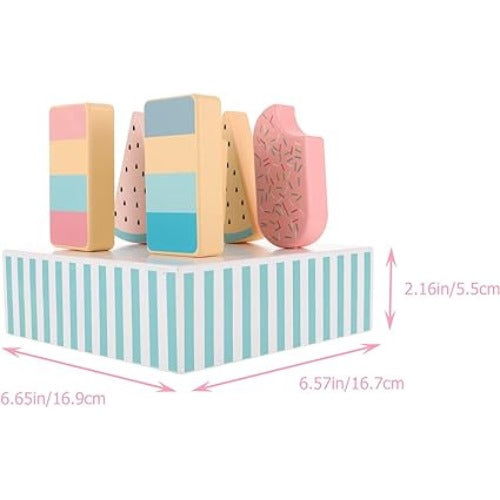 Wooden Popsicle Box Set | Kids Pretend Play Ice Cream Toy Storage Box