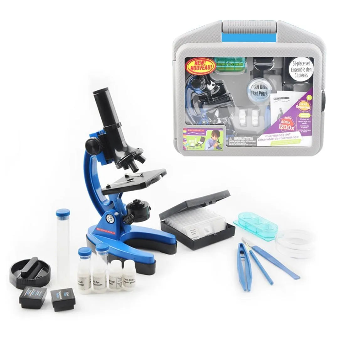 Kids Microscope 28-Piece Kit | 100x 400x 900x Educational STEM Science Toy for Children