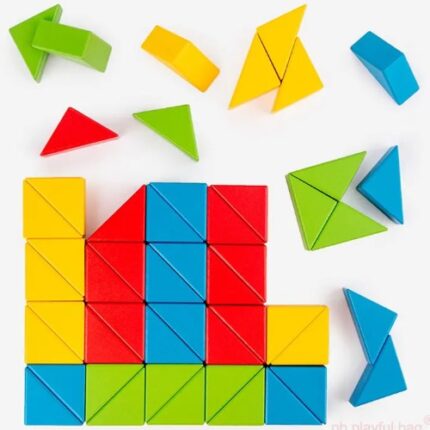 Triangle Building Blocks | Wooden STEM Educational Toys for Kids Creativity & Learning
