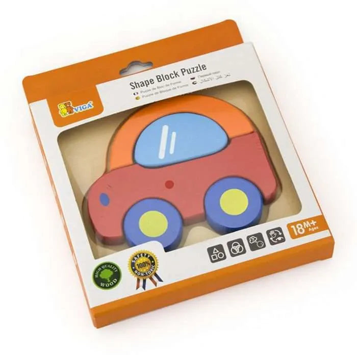 Wooden Mini Puzzle Car | Kids Shape Color Learning Puzzle Toy
