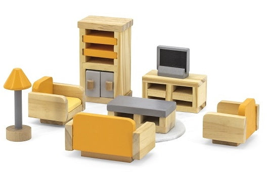 Doll House Sitting Room Furniture Set 15pcs | Mini Living Room Playset Kids