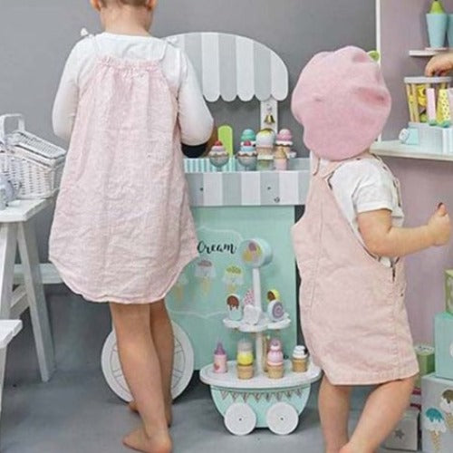 Wooden Ice Cream Cart Large | Kids Pretend Play Dessert Shop Toy with Accessories