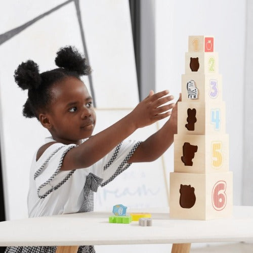 Nesting & Stacking Blocks | Wooden Montessori Learning Toy for Kids 12M+