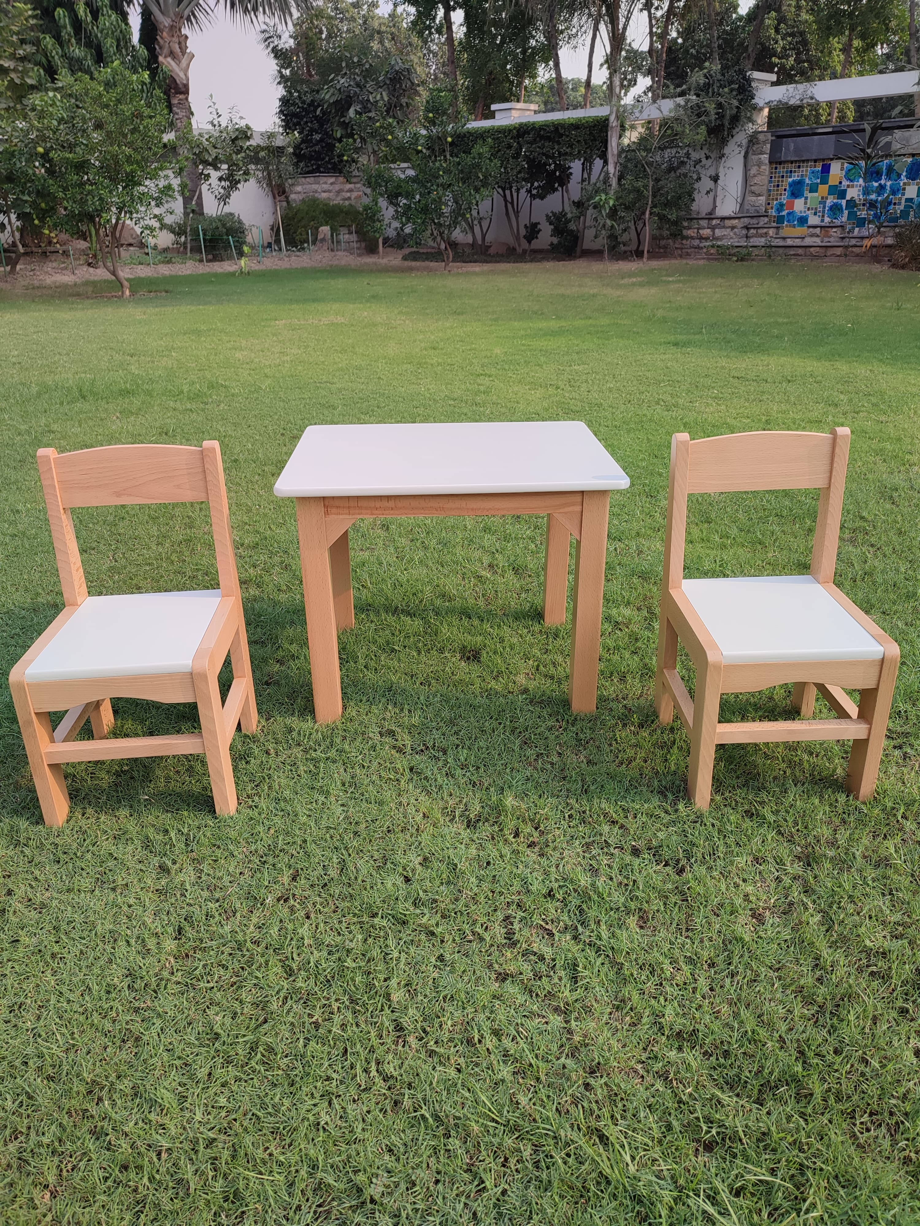 Toddler Chairs & Table Set | Solid Beachwood Kids Furniture Set for Ages 1–5