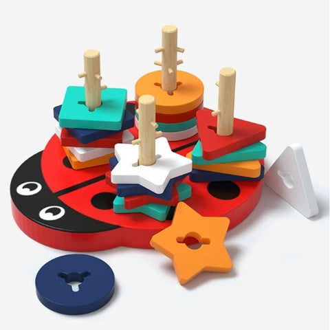 Shape Sorter Ladybug Toy | Wooden Educational Shape Sorting Learning Toy for Kids