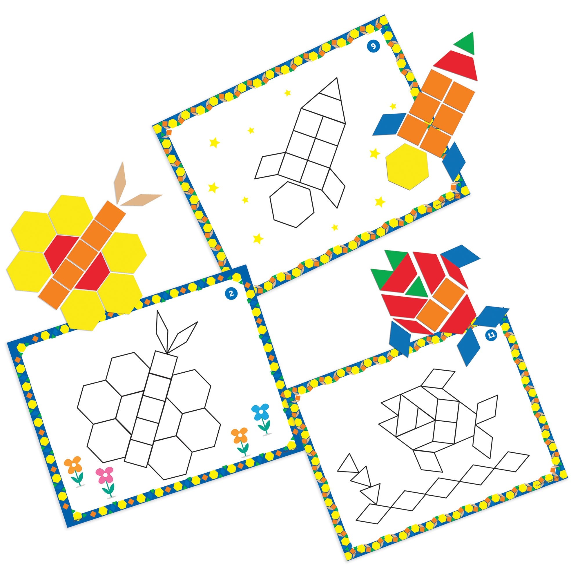 Pattern Block Activity Set 144 Pcs | Shape & Color Learning STEM Toy for Kids