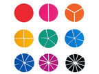 Round Fractions Circles 51 Pcs | Montessori Math Learning Fraction Toy Set