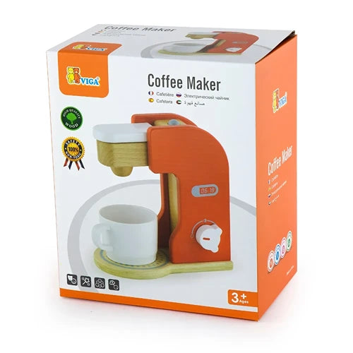 Wooden Coffee Maker Toy | Kids Pretend Play Kitchen Coffee Machine Set
