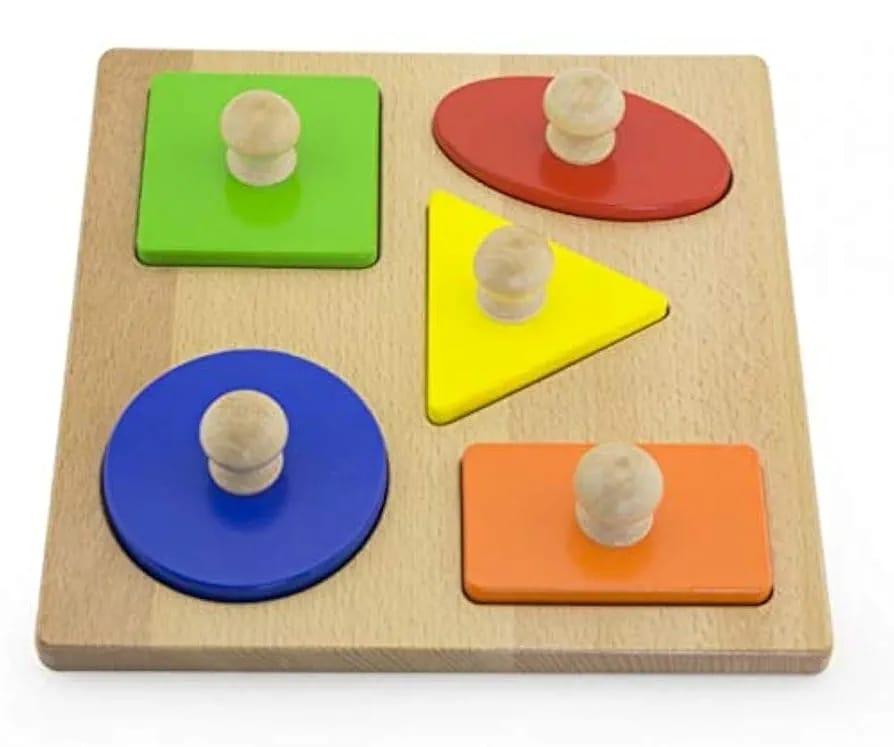 Montessori Wooden Pegged Shapes Puzzle Kids | Toddler Learning Toy