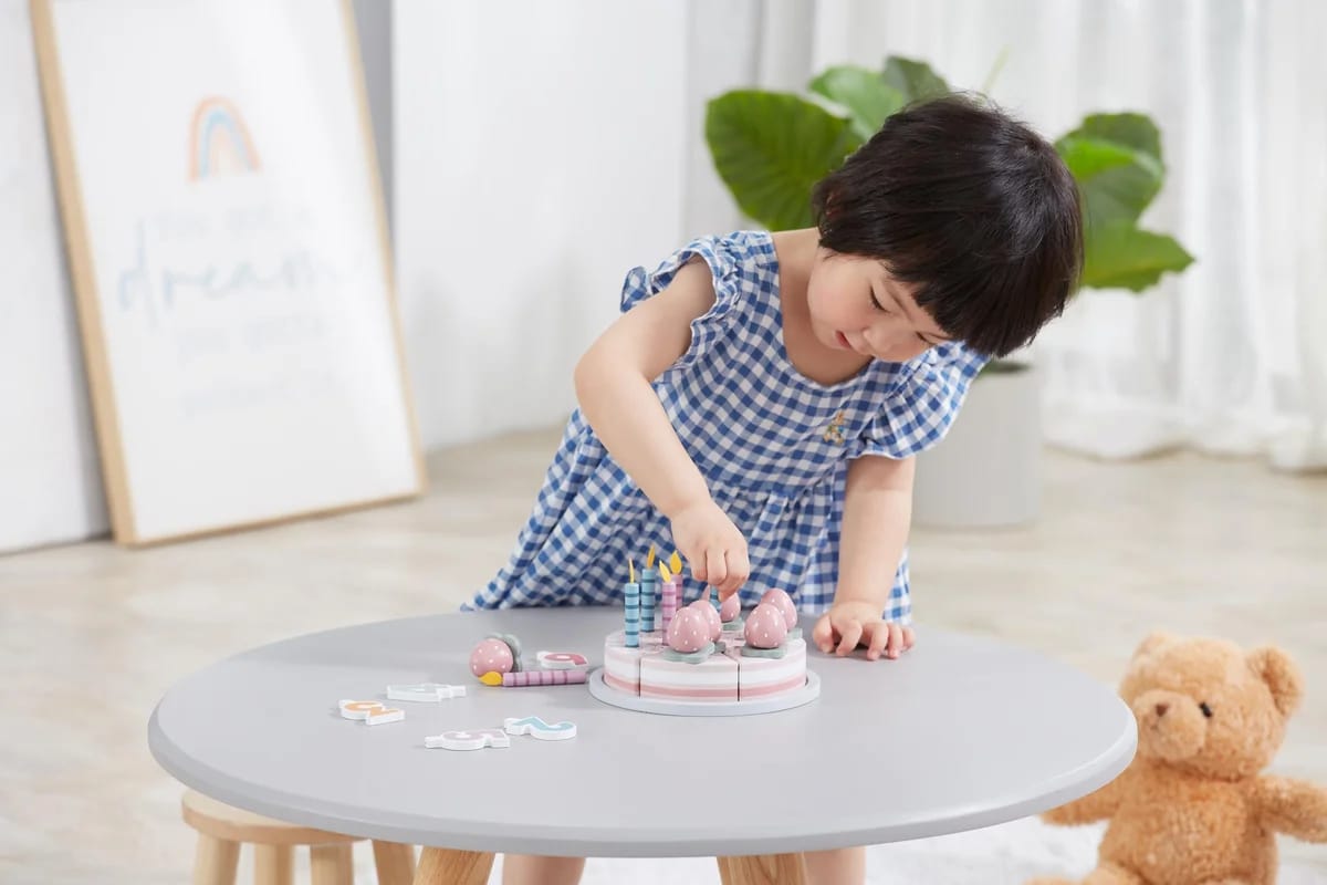 Wooden Happy Birthday Cake | Kids Pretend Play Celebration Toy Set
