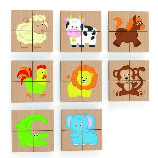 Magnetic Puzzle Block 32 Pcs Animals Set | Educational Wooden Learning Toy for Kids