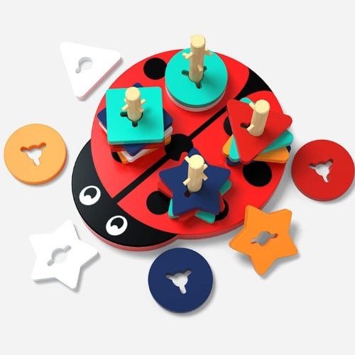 Shape Sorter Ladybug Toy | Wooden Educational Shape Sorting Learning Toy for Kids