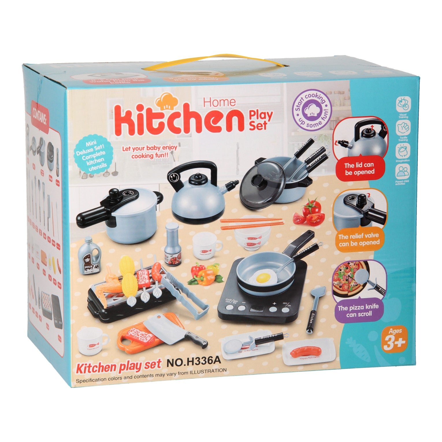 Kids Cooking Utensils Set Grey | Pretend Play Kitchen Chef Role Play Toy Set