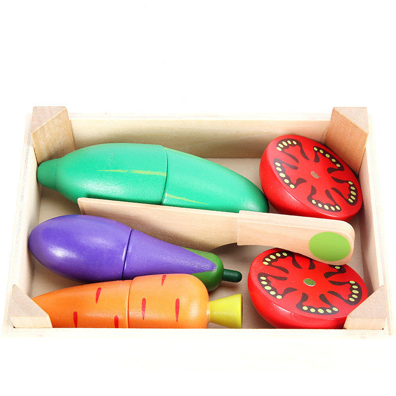 Wooden Cutting Vegetables Set Kids | Pretend Play Kitchen Cutting Toy
