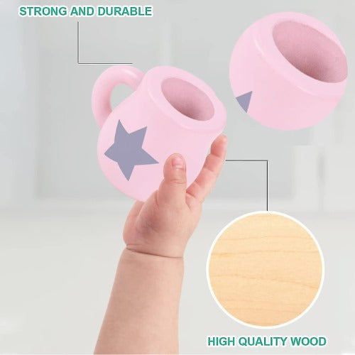 Wooden Afternoon Tea Set (15 Pcs) | Kids Pretend Play Tea Party Toy Set
