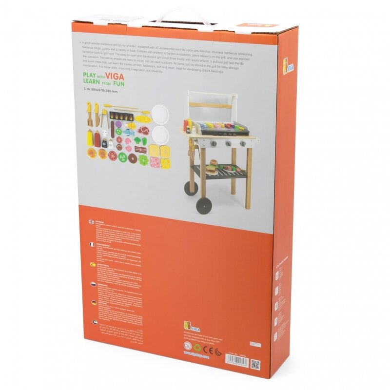 Wooden BBQ Set for Kids | 47-Piece Pretend Play Grill Toy with Accessories