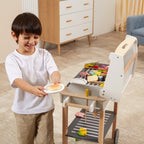 Wooden BBQ Set for Kids | 47-Piece Pretend Play Grill Toy with Accessories