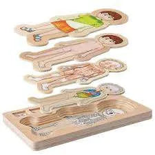 Human Body Cognition Layers Puzzle Girl | Wooden Anatomy Learning Puzzle for Kids