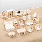 Wooden Dollhouse Furniture Set | Mini Pretend Play Accessories Toy for Kids 3+