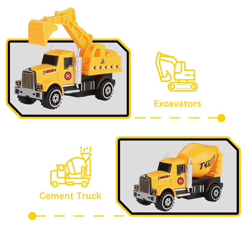 Construction Vehicles Set of 4 Engineering Trucks | Alloy Toy Cars for Kids
