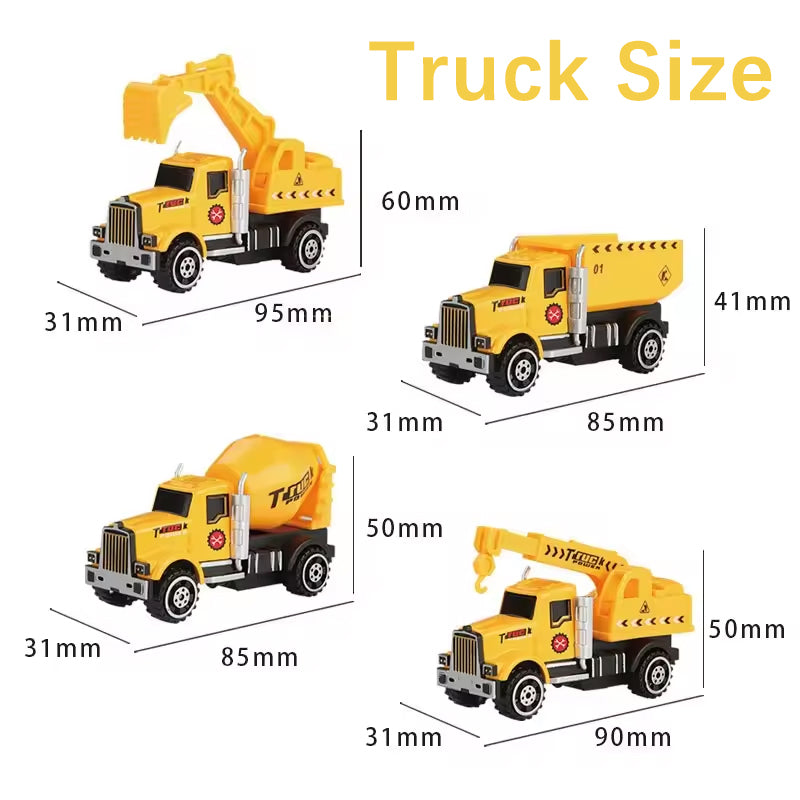 Construction Vehicles Set of 4 Engineering Trucks | Alloy Toy Cars for Kids