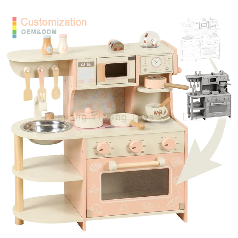 Wooden Coffee Kitchen Playset for Kids | Pretend Play Cooking Toy Set with Accessories