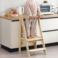 2 Step Wooden Ladder for Kids | Indoor Climbing Chair & Step Stool with Safety Rail