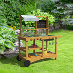 Outdoor Wooden Mud Kitchen for Kids | Pretend Play Cooking Cart Set for Garden & Indoor Use